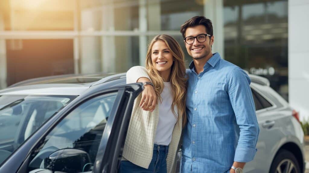 A happy couple with an auto collateral laons.